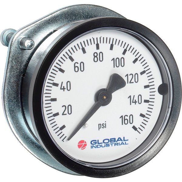 Global Industrial 1-1/2 Pressure Gauge, 60 PSI, 1/8 NPT CBM With U-Clamp, Plastic B2781376
